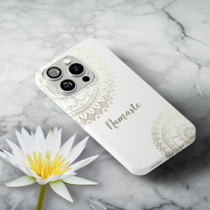 ヨガメディテーションインストラクター金ゴールドマンダラフラワー iPhone X ケース