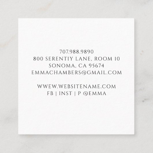 ヨガメディテーションインストラクター スクエア名刺 (裏面)