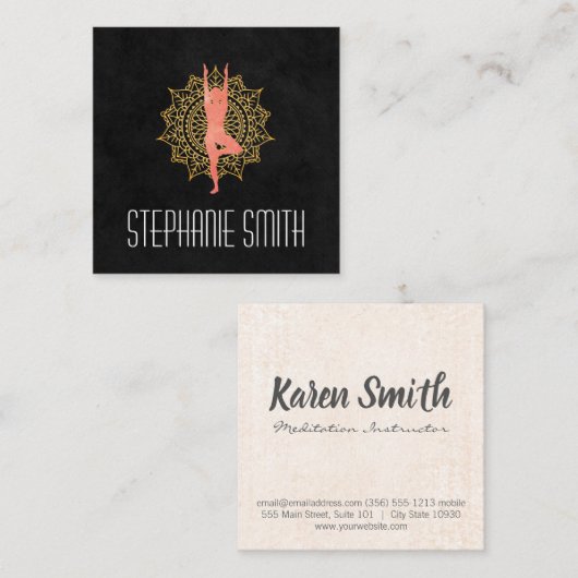 ヨガメディテーションインストラクター |マンダラ スクエア名刺 (正面/裏面)