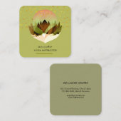 ヨガメディテーショングリーンライムロータスフラワーマッサージ スクエア名刺 (正面/裏面)