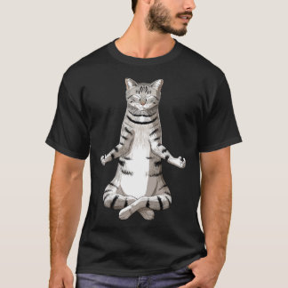 ヨガメディテーションマンクス猫 Tシャツ