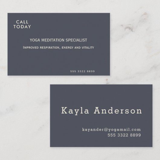 ヨガメディテーションミニマリストインディゴアイボリー 名刺 (正面/裏面)