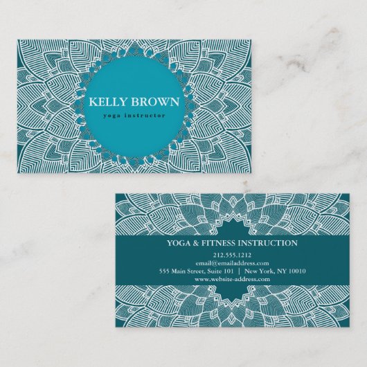 ヨガメディテーション先生インストラクターマンダラティール（緑がかった色） 名刺 (正面/裏面)