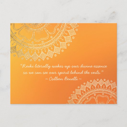 ヨガメディテーション先生オレンジ金ゴールドマンダラ引用文 ポストカード (正面)