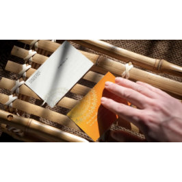 ヨガメディテーション先生オレンジ金ゴールドマンダラ引用文 ポストカード