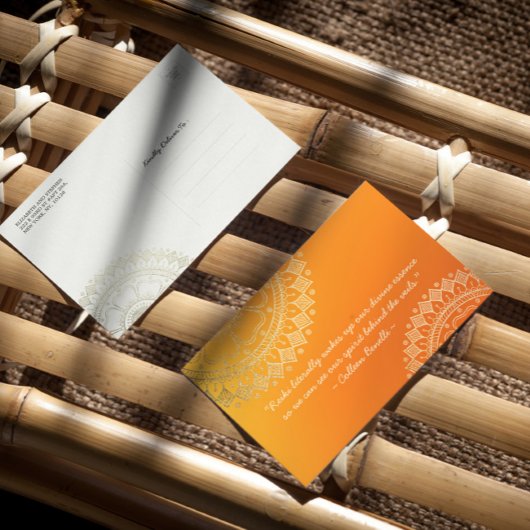 ヨガメディテーション先生オレンジ金ゴールドマンダラ引用文 ポストカード