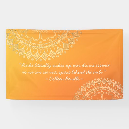 ヨガメディテーション先生オレンジ金ゴールドマンダラ引用文 横断幕 (横)
