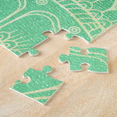 ヨガメディテーション先生グリーン金ゴールドマンダラ引用文 ジグソーパズル (側面)