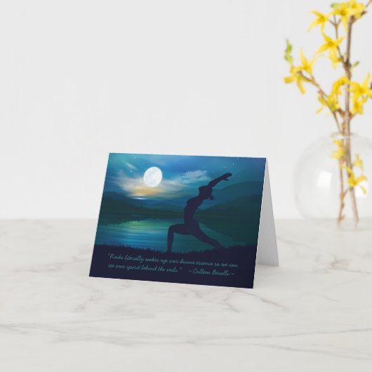ヨガメディテーション先生ムーンサルテイションポーズ引用文 カード (黄色い花)