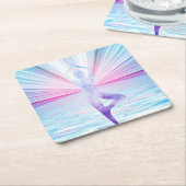 ヨガメディテーション禅パステルカラー スクエアペーパーコースター (アングル)