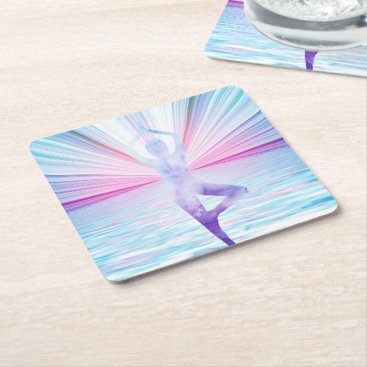 ヨガメディテーション禅パステルカラー スクエアペーパーコースター (アングル)