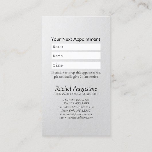 ヨガメディテーション霊気インストラクターアポイントメントロータス 予約カード (裏面)