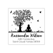 ヨガメディテーション、ツリー差出人住所 ラバースタンプ (インプリント)