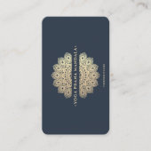 ヨガモダンインストラクターブルー金ゴールドマンダラモノグラム 名刺 (正面)