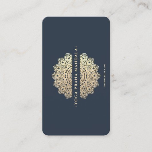 ヨガモダンインストラクターブルー金ゴールドマンダラモノグラム 名刺 (正面)