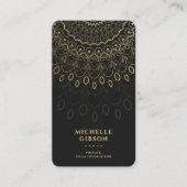 ヨガモダンインストラクターモノグラムブラック金ゴールドマンダラ 名刺 (正面)