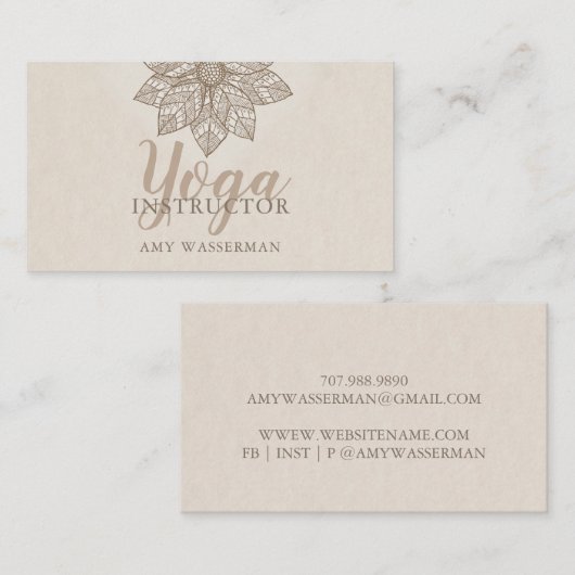 ヨガモダンインストラクターロータスフラワービジネスカード 名刺 (正面/裏面)