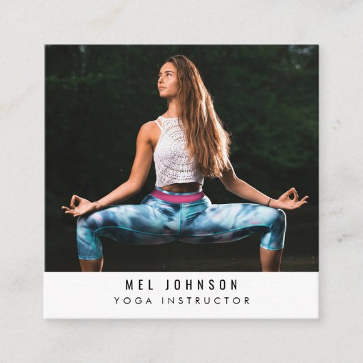 ヨガモダンフィットネスインストラクターQRコード スクエア名刺 (正面)