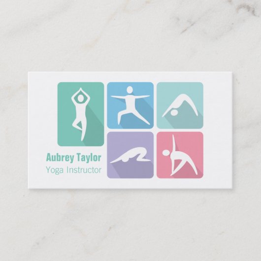 ヨガモダンフリーランスのトレーナーで初級のポーズ 名刺 (正面)
