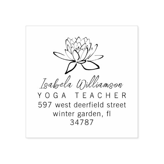 ヨガモダン先生ロータスフラワー差出人住所 ラバースタンプ (インプリント)