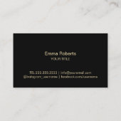 ヨガモダン金ゴールドロータスロゴブラック&ホワイトストライプ 名刺 (裏面)