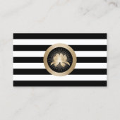 ヨガモダン金ゴールドロータスロゴブラック&ホワイトストライプ 名刺 (正面)