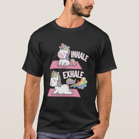 ヨガユニコーン ナマステ 瞑想 ゼン アニマルヨガ イン Tシャツ (正面)