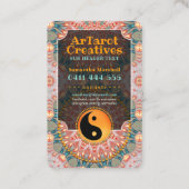 ヨガユニークティール（緑がかった色）+オレンジマンダラ陰陽バランス 名刺 (裏面)