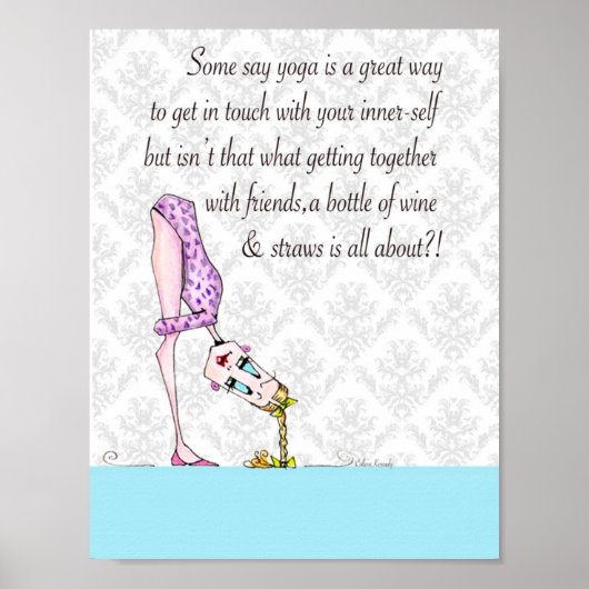 ヨガユーモアプリントおもしろい、女性ユーモア ポスター (正面)