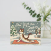 ヨガラバークリスマスヴィンテージ猫 ポストカード (スタンド正面)