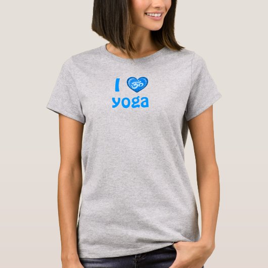 ヨガラブハートオムブルー Tシャツ (正面)