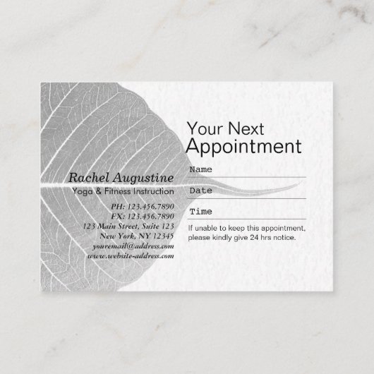 ヨガレイキインストラクター 片足のキングピジョン ポーズ 予約カード (裏面)