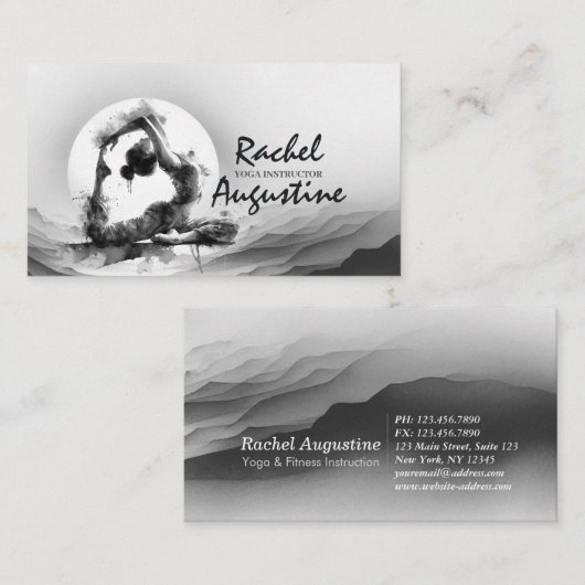 ヨガレイキインストラクター 片足のキングピジョン ポーズ 名刺 (正面/裏面)