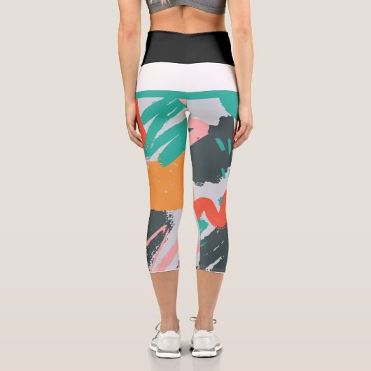 ヨガレギンスハイウェスト絵画キャプリスハンドab カプリレギンス (裏面)