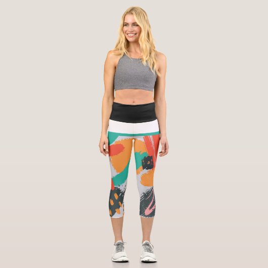 ヨガレギンスハイウェスト絵画キャプリスハンドab カプリレギンス (正面)