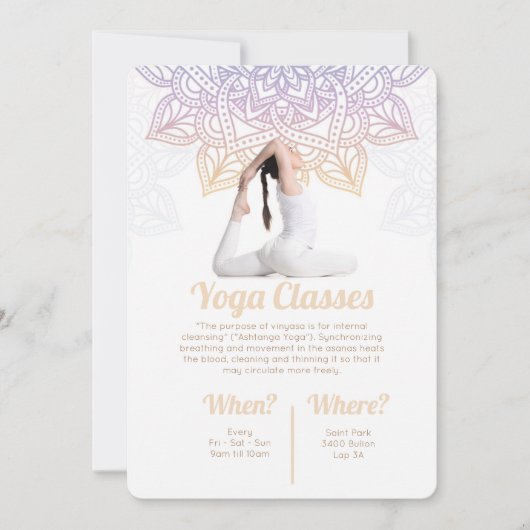 ヨガレッスンのご案内 招待状 (正面)