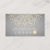 ヨガロイヤリティ6パンチ金ゴールドマンダラグレーレザー ロイヤリティカード (正面)