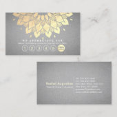 ヨガロイヤリティ6パンチ金ゴールドマンダラグレーレザー ロイヤリティカード (正面/裏面)