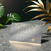 ヨガロイヤリティ6パンチ金ゴールドマンダラグレーレザー ロイヤリティカード