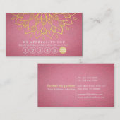 ヨガロイヤリティ6パンチ金ゴールドマンダラパープルレザー ロイヤリティカード (正面/裏面)