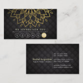ヨガロイヤリティ6パンチ金ゴールドマンダラブラックレザー ロイヤリティカード (正面/裏面)
