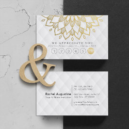 ヨガロイヤリティ6パンチ金ゴールドマンダラホワイトレザー ロイヤリティカード