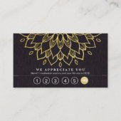 ヨガロイヤリティ6パンチ金ゴールドマンダラ&ブラックレザー ロイヤリティカード (正面)