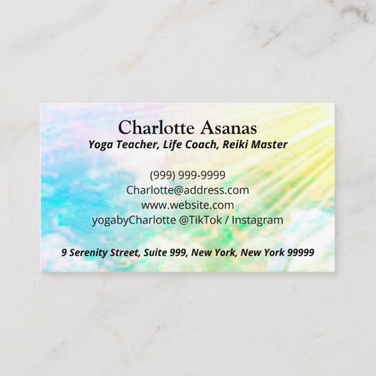 ヨガロータスインストラクター霊気ライフコーチウォーター色 名刺 (裏面)