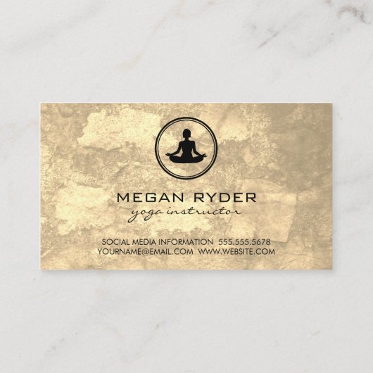ヨガロータスポーズセピアテクスチャ 名刺 (裏面)