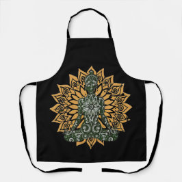 ヨガロータスポーズゼングラフィック エプロン