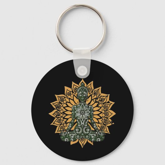 ヨガロータスポーズゼングラフィック キーホルダー (正面)