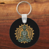 ヨガロータスポーズゼングラフィック キーホルダー (正面)