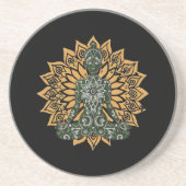 ヨガロータスポーズゼングラフィック コースター (正面)