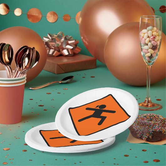 ヨガ交差点サイン戦士ポーズスティックフィギュア ペーパープレート